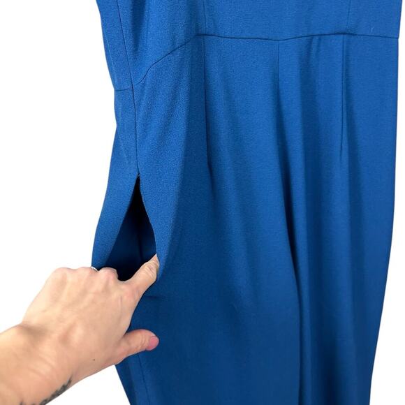Gal Meets Glam Sylvia Jumpsuit Blue One Shoulder Bow size 6 Small Sleeveless - Picture 8 of 12